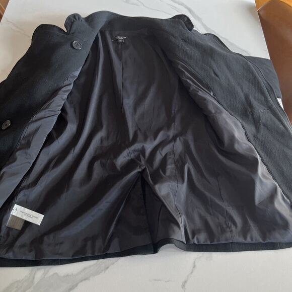 Ann Taylor 100% Wool Black Double Breasted Ruffled Collar Jacket Blazer Vtg. 8P - Picture 8 of 13